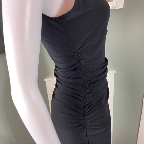 Norma Kamali KamaliKulture Black Sleeveless Shirred Ruched Wide Leg Jumpsuit S - Picture 7 of 14